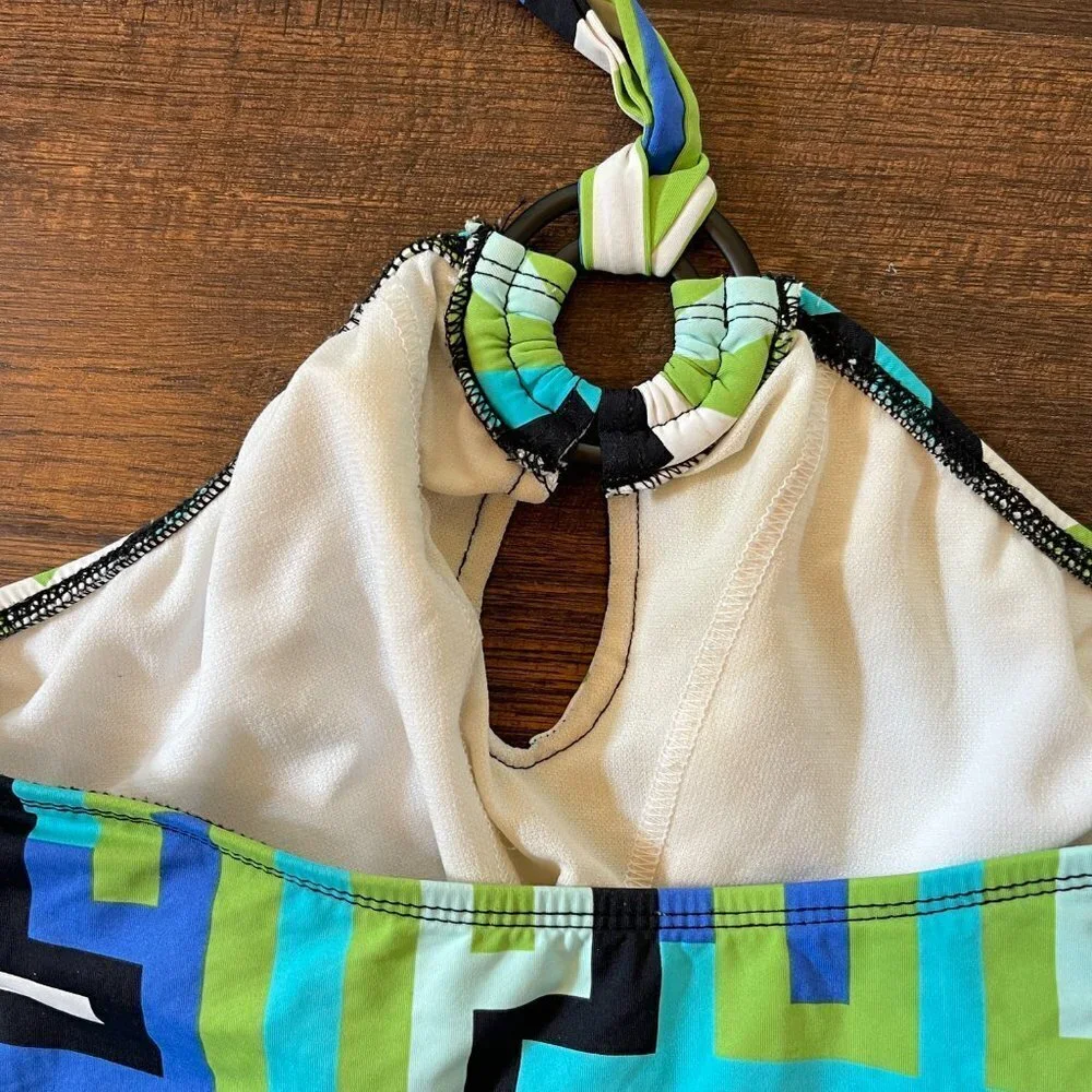 Kenneth Cole Geometric Print Key Hole Tankini Bathing Suit